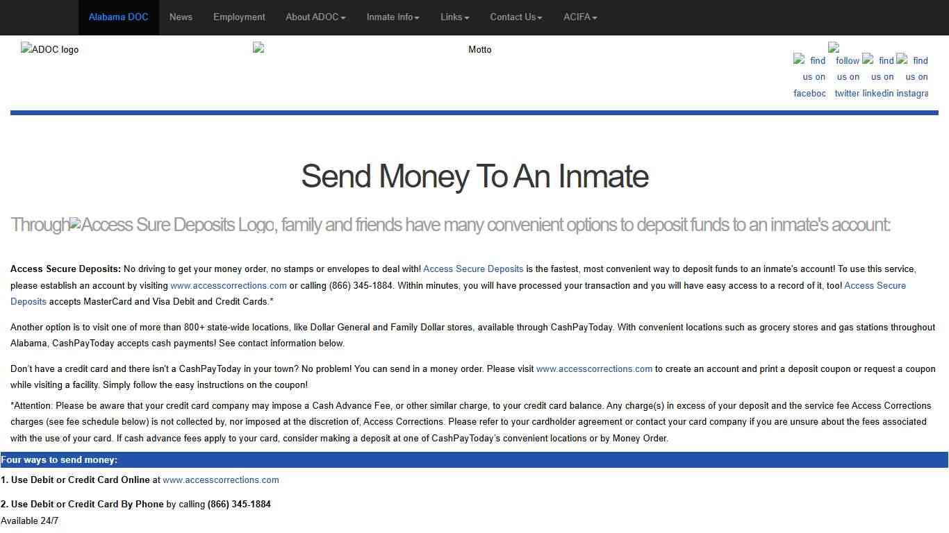 - Alabama Dept of Corrections