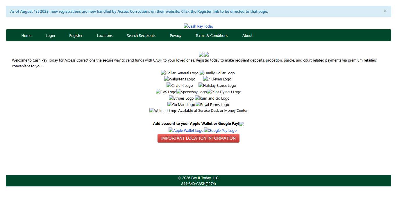 Cash Pay Today for Access Corrections