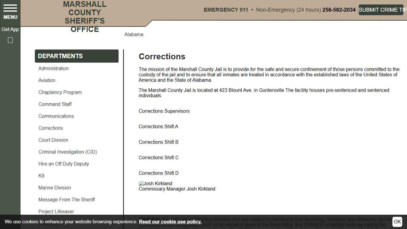 Corrections Marshall County Sheriff's Office